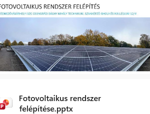Fotovoltaikus rendszer felépítése